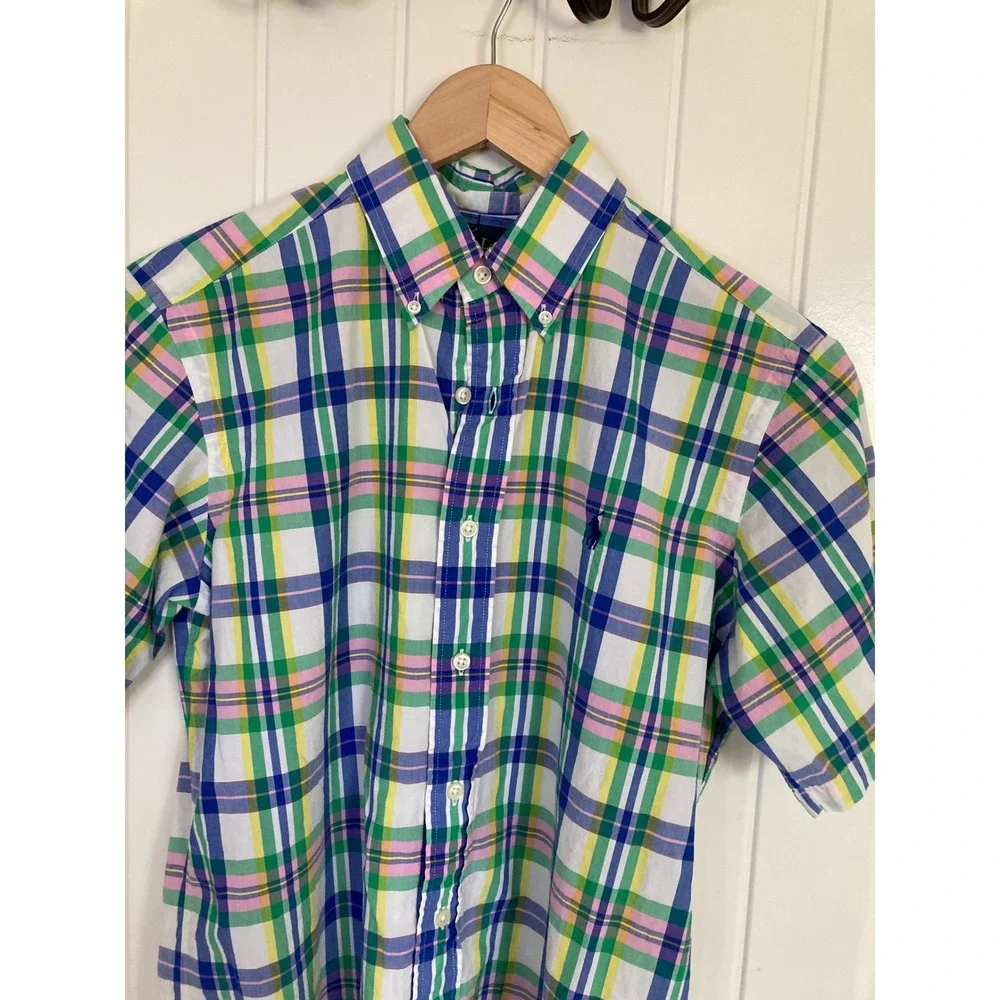 Ralph Lauren Youth Classic Fit Plaid Short Slv Button Down Shirt Bundle Size S